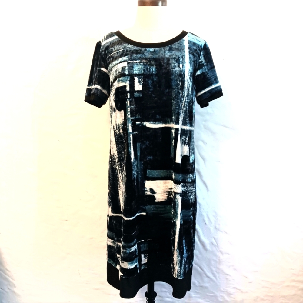 Jones New York Abstract mod velvet shift dress. Medium.